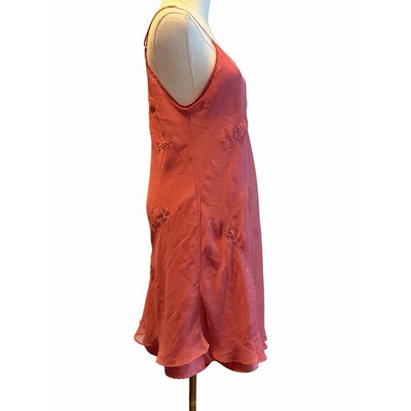 Vintage 80s 90s Ethereal Dainty Slip Dress Pink Layered Embroidered Size Medium - Picture 3 of 10